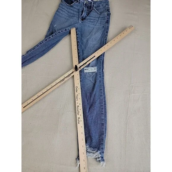 Good American Jeans‎ Womens 2 23x26 Skinny Distressed Stretch Mid Rise Modern - Picture 2 of 11